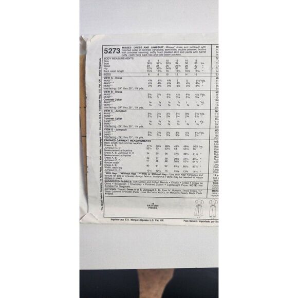McCall's Sewing Pattern 5273 Size 6 Uncut - Picture 7 of 7